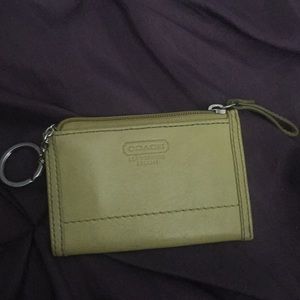 Lime green leather Coach cardholder wallet